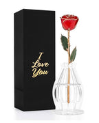 Forever Rose Bloom Box & Phantom Vase Combo, 24K Gold Trim Red Dipped Rose in a Personalized Gift Box That Says I Love You Embossed in Gold Foil, Unique & Everlasting Gift for Any Occasion - color: "I Love You" Red Rose Dipped Rose (Phantom Vase & Bloom B