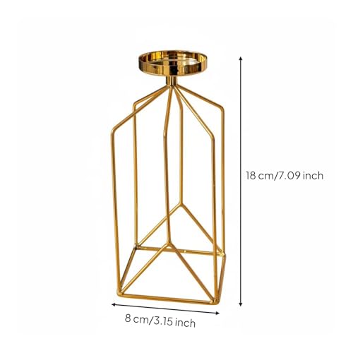 predolo Iron Art Candle Holder Minimalist Nordic Design Candlestick Modern Design Geometric Metal Candlestick for Mantelpiece, Gold, S - color: Gold, size: Small