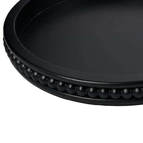 Creative Co-Op Farmhouse Decorative Round Wood Tray with Hobnail Edge, Black - color: Black, style: Tray