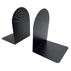 Huron 7" Decorative Steel Arched Fanhole Non-Skid Metal Book Ends for Shelves Heavy Duty Bookends, Black, Pair (1/3/8/24/72) (1)