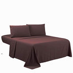 Sfoothome Queen Coffee Sheets & Pillow Case Set - Hotel Luxury 4-Piece Bedding Set, Extra Deep Pocket, 1800 Series - color: Coffee-4 Pieces, size: Queen