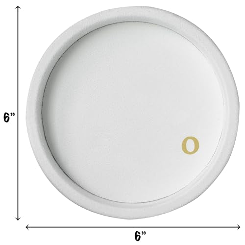 COLLECTIVE HOME - Velvet Jewelry Tray, 6" Monogrammed Jewelry Dish, Smooth Velour Display Dish for Rings, Earrings, Necklaces, Makeup, Personalized Gifts for Women (White-o) - color: White-o