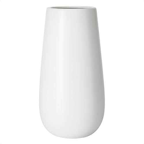 D'vine Dev 10 Inch White Elegant Oval Ceramic Vase for Flowers, Home Décor Vase with Design Box, VS-LD-B-4 - color: White, size: 10 Inch