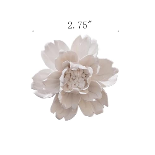 CEUYGT Ceramic Flowers For Walls 3D Wall Hanging Decor White Peony 2.8" - color: White, size: 2.8 inches