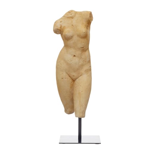 Creative Co-Op Resin Female Body Figure on Metal Stand, Plaster Finish, Natural - color: Natural