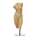 Creative Co-Op Resin Female Body Figure on Metal Stand, Plaster Finish, Natural - color: Natural