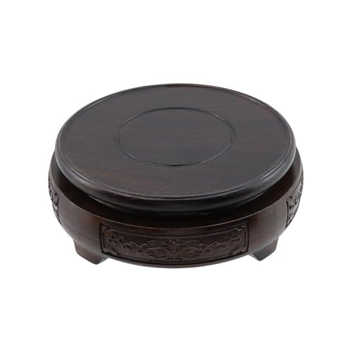 Wooden Display Stand Base 5" x 5" Wood Carved Craft Pedestal Traditional Wooden Base Oriental Antique Display Riser Round Pedestal Stands for Vase Crystal Ball Teapot Stone Flower Pot - size: Round, 5" x 5"
