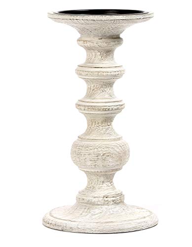 Hosley White Wood Pillar Candle Holder 9 Inch High Ideal Gift for Farmhouse Weddings Special Occasion Spa Aromatherapy Settings Candle Gardens. W1 - color: White, size: 9'' H x 1 Count