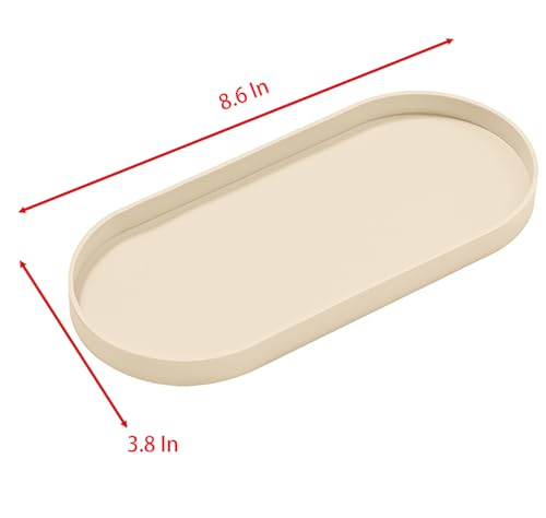 Silicone Trinket Tray Oval, 8.6 Inch x 3.8 Inch Beige Serving Trays Towel Storage Dish Plate Tea Fruit Trays Jewelry Plate Decorative Storage Tray (Biege)