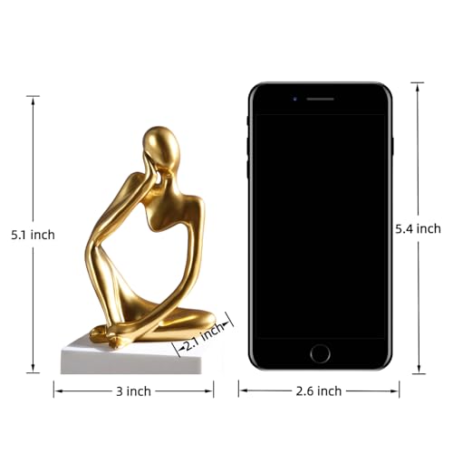 Minimalist Thinker Statue - Abstract Sculpture for Home & Office Decor | Boho Shelf & Coffee Table Accent (Lateral Muse-Gold) - color: Lateral Muse-gold