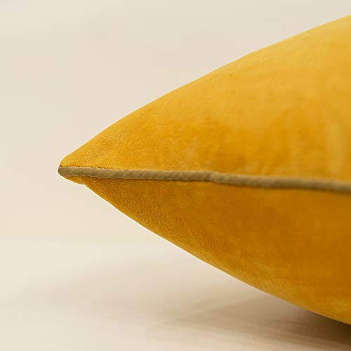 Avigers 16 x 16 Inches Yellow White Gold Leather Striped Patchwork Velvet Cushion Case Luxury Modern Throw Pillow Cover Decorative Pillow for Couch Living Room Bedroom Car - color: Yellow, size: 16" x 16" (Pack of 1)