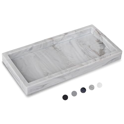 Small Bathroom Vanity Silicone Tray for Counter, Rectangle Dish Soap and Sponge Holder for Kitchen Sink, Perfume Organizer for Dresser, Marble Grey - color: Marble Gray, size: 7.9" x 4.0"