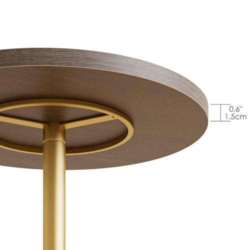 Masupu Drink Table, Round Side Table for Small Spaces, Pedestal Side Table, Small End Table with Metal Base, for Living Room, Bedroom, Bathroom, Grey - color: 06.grey