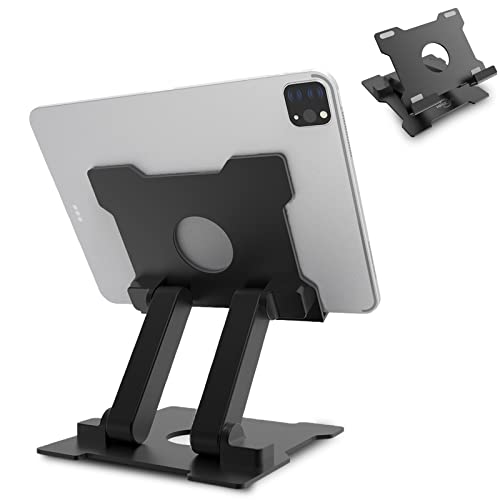 KABCON Tablet Stand,Adjustable Drawing Holder Eye-Level Aluminum Solid Stand for Desk, Portable Monitor, iPad Pro 9.7 10.5 Air Mini,Microsoft Surface Pro,Tab-Up to 15'' - color: Large-Black