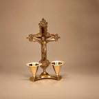 Hashcart Catholic Crucifix Cross with Candle Stand, Jesus Decor (6 Inch) Jesus Christ Statue & Figurine for Table Decoration, Catholic Decor Home Office Decor