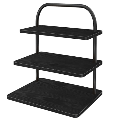 Cupcake Stand, 3 Tier Halloween Cupcake Stand for 50 Cupcakes Rustic Cupcake Display Stand Large Wood Dessert Table Display Set Cupcake Tower Tiered Tray Stand for Wedding Birthday Party - color: black