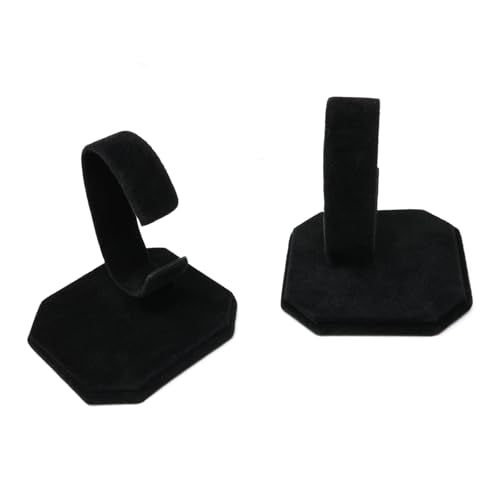 Honbay 2PCS Black Velvet Watch Display Stand C-ring Wrist Watch Display Holder Jewelry Bracelet Watch Display Rack Holder Stand for Home or Store Use