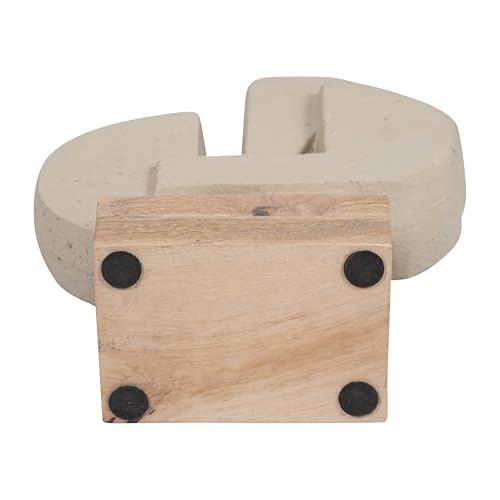 Sagebrook Home Modern Glam Abstract Sculpture - Geometric Design, Handmade Ecomix & Mango Wood, Elegant Home & Office Decor for Living Room, Bedroom & Desk, 13" Ivory Tan
