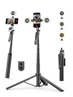 USKEYVISION 70" Multifunctional Phone Tripod for iPhone with Light, Extendable Selfie Stick with Remote for iPhone & Android 360° Rotation Phone Tripod Stand for Video Recording/Photography(UT-02) - size: UT-02(without face tracking)