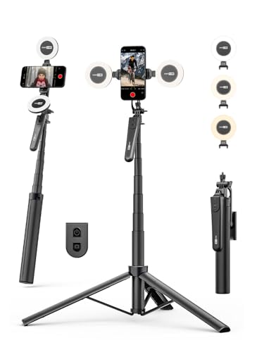 USKEYVISION 70" Multifunctional Phone Tripod for iPhone with Light, Extendable Selfie Stick with Remote for iPhone & Android 360° Rotation Phone Tripod Stand for Video Recording/Photography(UT-02) - size: UT-02(without face tracking)
