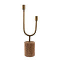 Asymmetrical Wood and Metal Candle Holder - size: 17.75"H