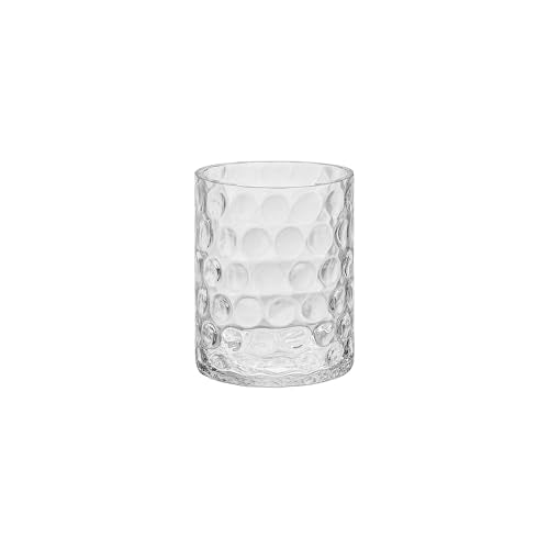 5‘ Wide 6" High Decorative Glass Cylinder Vase with Dimpled Circle Pattern, 8 Inch Tall, Clear (1, 5"x6") - size: 5"x6"