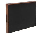 HofferRuffer Rectangle Serving Tray with Hole Handles for Coffee Table, Breakfast, Tea, Food, Butler - Countertop, Kitchen, Vanity Serve Tray, 16.2 x 12.2 x 2 inches, Faux Leather (Antique Brown) - color: Antique Brown, size: 16.2" x 12.2" x 2"