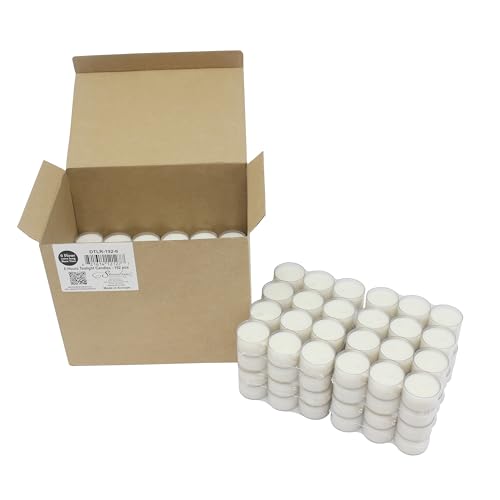 Stonebriar 96 Count White Unscented Smokeless Long Burning Clear Cup Tea Light Candles with 6 to 7 Hour Burn Time