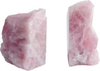 Heavy Duty Rose Quartz Bookends - Decorative Stone Book Ends 3-4 Lbs, for Office Home Decor, Large Book Holder Gift (1 Pair, 4-6.5" Height with Non-Slip Bumpers) - size: 3-4LBS
