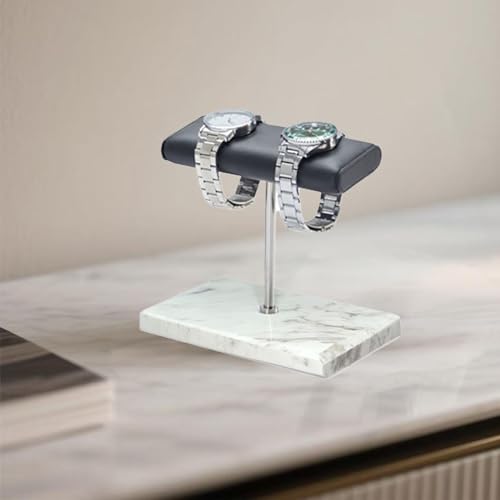 Men's Premium Handcrafted Watch Display Stand,Watch Stand,Watch Organizer,Watch Holder,Bracelet Display Stand,Elegant Marble Base with Leather Surface (white) - color: white