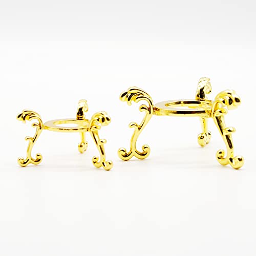2pcs Gold-Plated Flowering Crystal Glass Ball Stand, Crystal Diamond Stand,Mini Air Plant Rack Holder Air Fern Display Stand - color: Gold_Large+Small