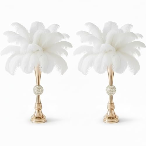 Crystal Gold Flower Vases for Centerpieces: Metal Trumpet Vases for Table, Elegant Flower Stands with Crystal Ball - Floral Decorations for Events Christmas Wedding Home Decor (Gold, 21.6in-2pcs) - size: 21.6in-2pcs