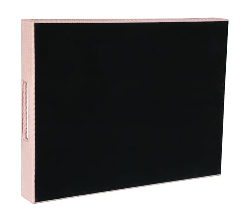 HofferRuffer Rectangle Serving Tray with Hole Handles for Coffee Table, Breakfast, Tea, Food, Butler - Countertop, Kitchen, Vanity Serve Tray, 16.2 x 12.2 x 2 inches, Faux Leather (Pink) - color: Pink, size: 16.2" x 12.2" x 2"