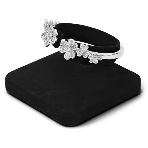 Microfiber Jewelry Bangle Watch Display Stand Bangles Watches Display Organizer Stand (Black) - size: 3.15" x 3.15" x 2.17"