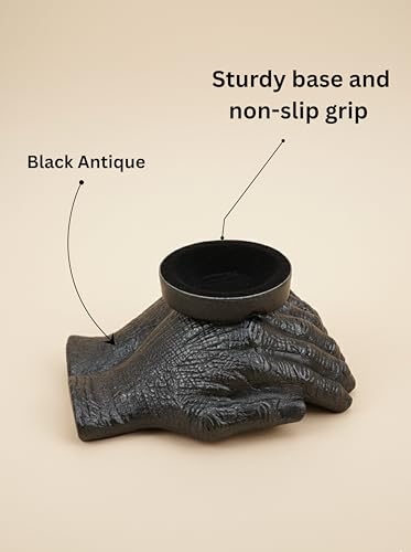 Black Antique Caring Cupped Hands Shaped Decorative Hand Bowl-Cute Catch All Trinket Tray-Candy Dish Offering Stand-Home Decor Hand Jewellery Holder-Mother’s Day Birthday Christmas Gift - color: Black Antique