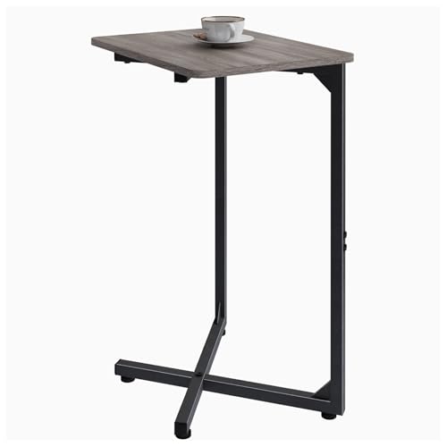 NEFROM C-Shaped End Table, Small Couch Side Table, Sofa TV Tray Table for Living Room, Bedroom, Bedside ET-X-GYW1 - color: Greige