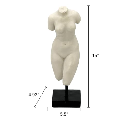 Galt International 13.5" Poly Marble Body Statue w/Black Pedestal Stand for Home Decor - Greek God Sculpture Mythology Stone-Like Marble-Feel Accent (Woman) - size: 15" Female