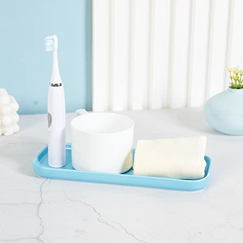 Ceramic Bathroom Tray,Kitchen Sink Organizer Tray,Cosmetics Holder (Blue) - color: Blue