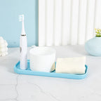 Ceramic Bathroom Tray,Kitchen Sink Organizer Tray,Cosmetics Holder (Blue) - color: Blue