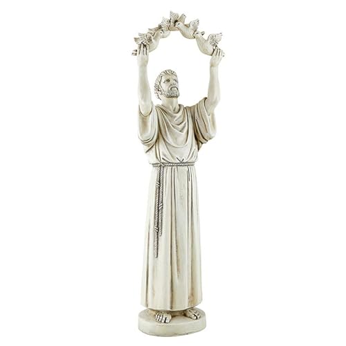 Avalon Gallery Outdoor Sculptures Saint Francis of Assisi Inspirational Stone Resin Garden Statue, 25.5-Inch, with Dove - color: Stone