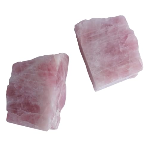 Rose Quartz Bookends - Decorative Stone Book Ends for Office Home Decor, Pink Crystal Book Lover Gift (1 Pair, 2-3 Lbs with Non-Slip Bumpers) - size: 2-3lbs