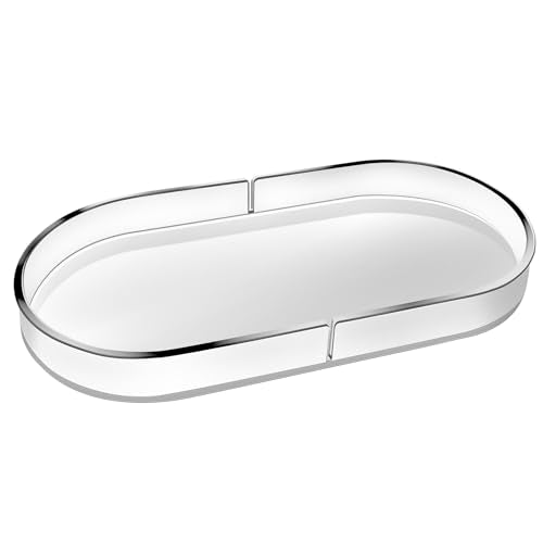 Acrylic Decorative Vanity Tray Perfume Jewelry Trinket Tray for Bathroom Counter Soap Toilet Tank Sink Small Candle Catch All Organizer, 12.6x6.3 Inches, Clear - color: Clear