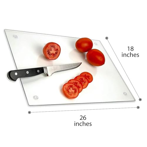 Tempered Glass Cutting Board – Long Lasting Clear Glass – Scratch Resistant, Heat Resistant, Shatter Resistant, Dishwasher Safe. (XXLarge 18x26") - size: 18"L x 26"W