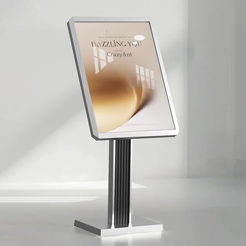 Sign holder floor stand,Heavy-Duty Pedestal poster stand for display,21×29 inch Adjustable Aluminum Menu Stand for Restaurant(Silver) - color: Silver