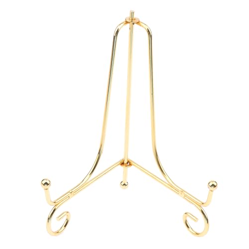 Gold Iron Display Stand Craft Bracket Book Holder Photo Pedestal Bowl Dish Frame Picture Plate Rack Easel Storage Decoration（4in） - size: Small