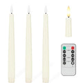 Flameless Taper Candles with 3D Wick, 9.6" Real Wax LED Candles with Remote and Timer, 3 Pack Flickering Candlesticks Battery Operated, Classic Tall Taper Candles for Home, Wedding, Party, Ivory - color: Ivory