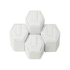 MOOCA Jewelry Ring Stand Holder Display Set, Ring Holders for Jewelry Organizer Stand Pedestals Display 4 Pcs Set, White Faux Leather - color: White Faux Leather