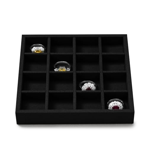 Oirlv Microfiber Stackable 16 Girds Jewelry Tray Multi-Compartment Jewelry Organizer - style: P13715