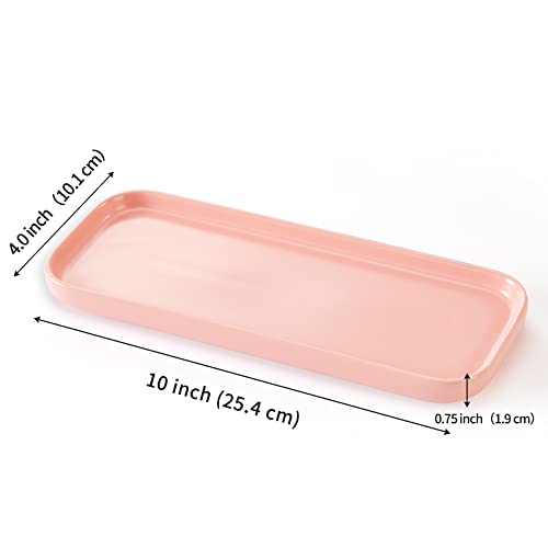 Ceramic Bathroom Tray,Kitchen Sink Organizer Tray,Cosmetics Holder (Pink) - color: Pink