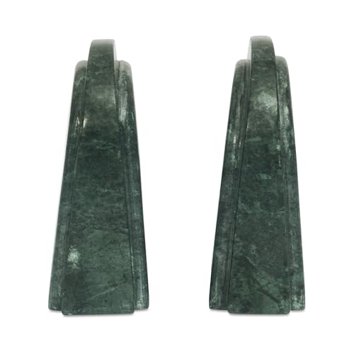 Torsten Bookend, Rectangular, Green Marble, Sculptural Bookend Pair - Set of 2